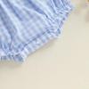 imageKuriozud Newborn Baby Girl Clothes Smocked Peter Pan Collar Romper Ruffle Jumpsuit Cute Baby Girl Outfit Summer ClothingPlaid Blue Apple