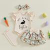 imageKuriozud My First Thanksgiving Outfit Baby Girl Turkey Romper BodysuitRuffle Tutu Shorts Bloomer 1st Thanksgiving ClothesBeige My 1st Easter
