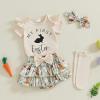 imageKuriozud My First Thanksgiving Outfit Baby Girl Turkey Romper BodysuitRuffle Tutu Shorts Bloomer 1st Thanksgiving ClothesBeige My 1st Easter