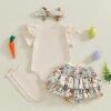 imageKuriozud My First Thanksgiving Outfit Baby Girl Turkey Romper BodysuitRuffle Tutu Shorts Bloomer 1st Thanksgiving ClothesBeige My 1st Easter