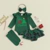 imageKuriozud My First Thanksgiving Outfit Baby Girl Turkey Romper BodysuitRuffle Tutu Shorts Bloomer 1st Thanksgiving ClothesChristmas Green