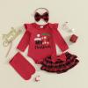 imageKuriozud My First Thanksgiving Outfit Baby Girl Turkey Romper BodysuitRuffle Tutu Shorts Bloomer 1st Thanksgiving ClothesChristmas Red