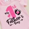 imageKuriozud My First Thanksgiving Outfit Baby Girl Turkey Romper BodysuitRuffle Tutu Shorts Bloomer 1st Thanksgiving ClothesFathers Day Pink