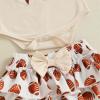 imageKuriozud My First Thanksgiving Outfit Baby Girl Turkey Romper BodysuitRuffle Tutu Shorts Bloomer 1st Thanksgiving ClothesFootball Khaki