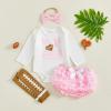 imageKuriozud My First Thanksgiving Outfit Baby Girl Turkey Romper BodysuitRuffle Tutu Shorts Bloomer 1st Thanksgiving ClothesFootball Pink