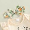 imageKuriozud My First Thanksgiving Outfit Baby Girl Turkey Romper BodysuitRuffle Tutu Shorts Bloomer 1st Thanksgiving ClothesHalloween Beige