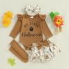 imageKuriozud My First Thanksgiving Outfit Baby Girl Turkey Romper BodysuitRuffle Tutu Shorts Bloomer 1st Thanksgiving ClothesHalloween Brown