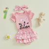 imageKuriozud My First Thanksgiving Outfit Baby Girl Turkey Romper BodysuitRuffle Tutu Shorts Bloomer 1st Thanksgiving ClothesPink My 1st Easter