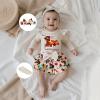 imageKuriozud My First Thanksgiving Outfit Baby Girl Turkey Romper BodysuitRuffle Tutu Shorts Bloomer 1st Thanksgiving ClothesThanksgiving Beige
