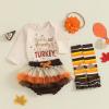 imageKuriozud My First Thanksgiving Outfit Baby Girl Turkey Romper BodysuitRuffle Tutu Shorts Bloomer 1st Thanksgiving ClothesThanksgiving Beige a