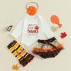 imageKuriozud My First Thanksgiving Outfit Baby Girl Turkey Romper BodysuitRuffle Tutu Shorts Bloomer 1st Thanksgiving ClothesThanksgiving White