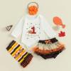 imageKuriozud My First Thanksgiving Outfit Baby Girl Turkey Romper BodysuitRuffle Tutu Shorts Bloomer 1st Thanksgiving ClothesThanksgiving White a