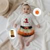 imageKuriozud My First Thanksgiving Outfit Baby Girl Turkey Romper BodysuitRuffle Tutu Shorts Bloomer 1st Thanksgiving ClothesThanksgiving White a