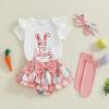 imageKuriozud My First Thanksgiving Outfit Baby Girl Turkey Romper BodysuitRuffle Tutu Shorts Bloomer 1st Thanksgiving ClothesWhite My 1st Easter