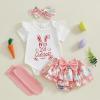 imageKuriozud My First Thanksgiving Outfit Baby Girl Turkey Romper BodysuitRuffle Tutu Shorts Bloomer 1st Thanksgiving ClothesWhite My 1st Easter