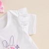 imageKuriozud My First Thanksgiving Outfit Baby Girl Turkey Romper BodysuitRuffle Tutu Shorts Bloomer 1st Thanksgiving ClothesWhite Pink My 1st Easter