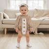 imageKuriozud Newborn Baby Girl Thanksgiving Outfit Bubble Romper Long Sleeve Jumpsuit Cute Infant Girl Fall ClothesCrewneck Turkey Brown