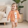 imageKuriozud Newborn Baby Girl Thanksgiving Outfit Bubble Romper Long Sleeve Jumpsuit Cute Infant Girl Fall ClothesCrewneck Turkey Orange