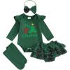 imageKuriozud My First Thanksgiving Outfit Baby Girl Turkey Romper BodysuitRuffle Tutu Shorts Bloomer 1st Thanksgiving ClothesChristmas Green