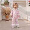 imageKuriozud Baby Girl Boy Fall Button Down Silk Satin Pajamas Romper OnePiece Jumpsuit Long Sleeve Nightgown Pjs SleepwearBow Printpink