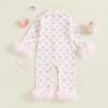 imageKuriozud Baby Girl Boy Fall Button Down Silk Satin Pajamas Romper OnePiece Jumpsuit Long Sleeve Nightgown Pjs SleepwearBow Printwhite