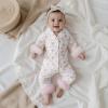 imageKuriozud Baby Girl Boy Fall Button Down Silk Satin Pajamas Romper OnePiece Jumpsuit Long Sleeve Nightgown Pjs SleepwearBow Printwhite