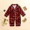 imageKuriozud Baby Girl Boy Fall Button Down Silk Satin Pajamas Romper OnePiece Jumpsuit Long Sleeve Nightgown Pjs SleepwearChristmasred