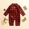 imageKuriozud Baby Girl Boy Fall Button Down Silk Satin Pajamas Romper OnePiece Jumpsuit Long Sleeve Nightgown Pjs SleepwearChristmasred