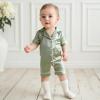 imageKuriozud Baby Girl Boy Fall Button Down Silk Satin Pajamas Romper OnePiece Jumpsuit Long Sleeve Nightgown Pjs SleepwearGreen