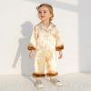 imageKuriozud Baby Girl Boy Fall Button Down Silk Satin Pajamas Romper OnePiece Jumpsuit Long Sleeve Nightgown Pjs SleepwearHalloweenapricot