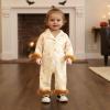 imageKuriozud Baby Girl Boy Fall Button Down Silk Satin Pajamas Romper OnePiece Jumpsuit Long Sleeve Nightgown Pjs SleepwearHalloweenapricot