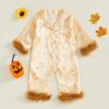 imageKuriozud Baby Girl Boy Fall Button Down Silk Satin Pajamas Romper OnePiece Jumpsuit Long Sleeve Nightgown Pjs SleepwearHalloweenapricot