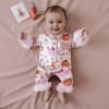 imageKuriozud Baby Girl Boy Fall Button Down Silk Satin Pajamas Romper OnePiece Jumpsuit Long Sleeve Nightgown Pjs SleepwearHalloweenpink