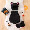 imageKuriozud Cute Fuzzy Animal Costume for Baby Girl Boy Halloween Costume Romper with Hat and Leg Warmer 4pcs Cosplay OutfitCat Black Pink
