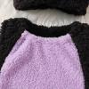imageKuriozud Cute Fuzzy Animal Costume for Baby Girl Boy Halloween Costume Romper with Hat and Leg Warmer 4pcs Cosplay OutfitCat Black Purple