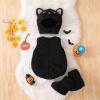 imageKuriozud Cute Fuzzy Animal Costume for Baby Girl Boy Halloween Costume Romper with Hat and Leg Warmer 4pcs Cosplay OutfitCat Black Purple