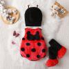 imageKuriozud Cute Fuzzy Animal Costume for Baby Girl Boy Halloween Costume Romper with Hat and Leg Warmer 4pcs Cosplay OutfitLadybug Red