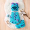 imageKuriozud Cute Fuzzy Animal Costume for Baby Girl Boy Halloween Costume Romper with Hat and Leg Warmer 4pcs Cosplay OutfitMonster Blue