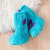 imageKuriozud Cute Fuzzy Animal Costume for Baby Girl Boy Halloween Costume Romper with Hat and Leg Warmer 4pcs Cosplay OutfitMonster Blue