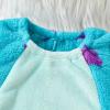 imageKuriozud Cute Fuzzy Animal Costume for Baby Girl Boy Halloween Costume Romper with Hat and Leg Warmer 4pcs Cosplay OutfitMonster Blue