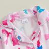 imageKuriozud Kids Toddler Girl Pajamas Fuzzy Trim Long Sleeve Button Down Shirt Top and Pants 2pcs Pjs Sets SleepwearBow Pink