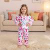 imageKuriozud Kids Toddler Girl Pajamas Fuzzy Trim Long Sleeve Button Down Shirt Top and Pants 2pcs Pjs Sets SleepwearBow Pink