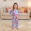 imageKuriozud Kids Toddler Girl Pajamas Fuzzy Trim Long Sleeve Button Down Shirt Top and Pants 2pcs Pjs Sets SleepwearDoughnut Purple