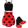 imageKuriozud Cute Fuzzy Animal Costume for Baby Girl Boy Halloween Costume Romper with Hat and Leg Warmer 4pcs Cosplay OutfitLadybug Red