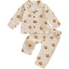 imageKuriozud Toddler Baby Boy Girl Halloween Pajamas Pumpkin Button Down Top And Pants Cotton Linen Sleepwear Cute Halloween PjsPumpkin Apricot