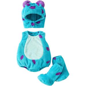 imageKuriozud Cute Fuzzy Animal Costume for Baby Girl Boy Halloween Costume Romper with Hat and Leg Warmer 4pcs Cosplay OutfitMonster Blue
