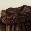 imageKuriozud Newborn Baby Girl Fall Winter Clothes Velvet Ruffle Long Sleeve Romper Cute Baby Girl Outfit Infant Girl ClothingRuffle Brown