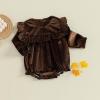 imageKuriozud Newborn Baby Girl Fall Winter Clothes Velvet Ruffle Long Sleeve Romper Cute Baby Girl Outfit Infant Girl ClothingRuffle Brown
