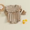 imageKuriozud Newborn Baby Girl Fall Winter Clothes Velvet Ruffle Long Sleeve Romper Cute Baby Girl Outfit Infant Girl ClothingRuffle Khaki
