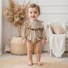 imageKuriozud Newborn Baby Girl Fall Winter Clothes Velvet Ruffle Long Sleeve Romper Cute Baby Girl Outfit Infant Girl ClothingRuffle Khaki